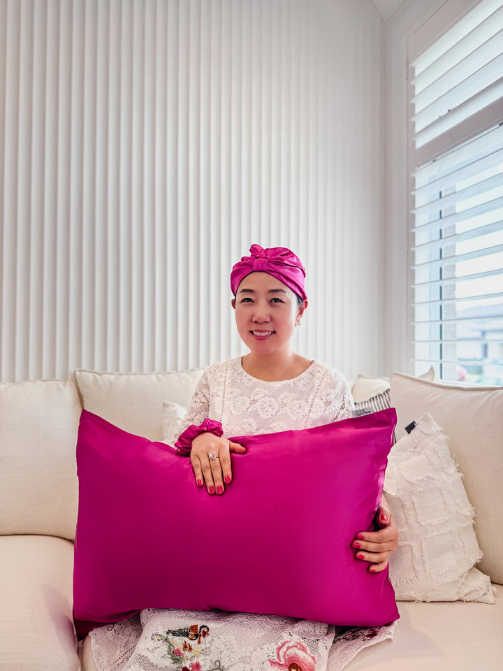 FUCHSIA PINK SILK PILLOWCASE