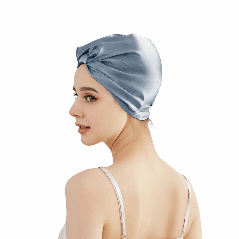 MISTY BLUE SILK TURBAN - A Good Night Sleep