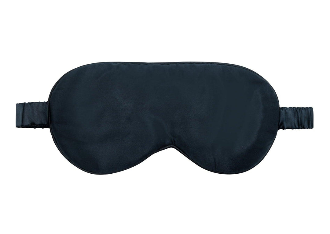 Black silk sleep mask with elastic strap for comfortable wear