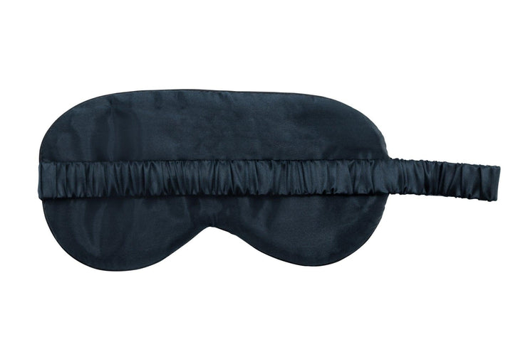 Classic black silk eye mask with adjustable strap for sleeping