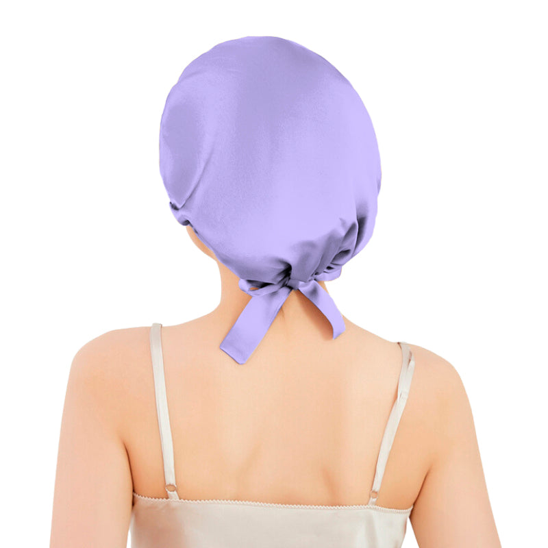 LILAC RIBBONED SILK BONNET