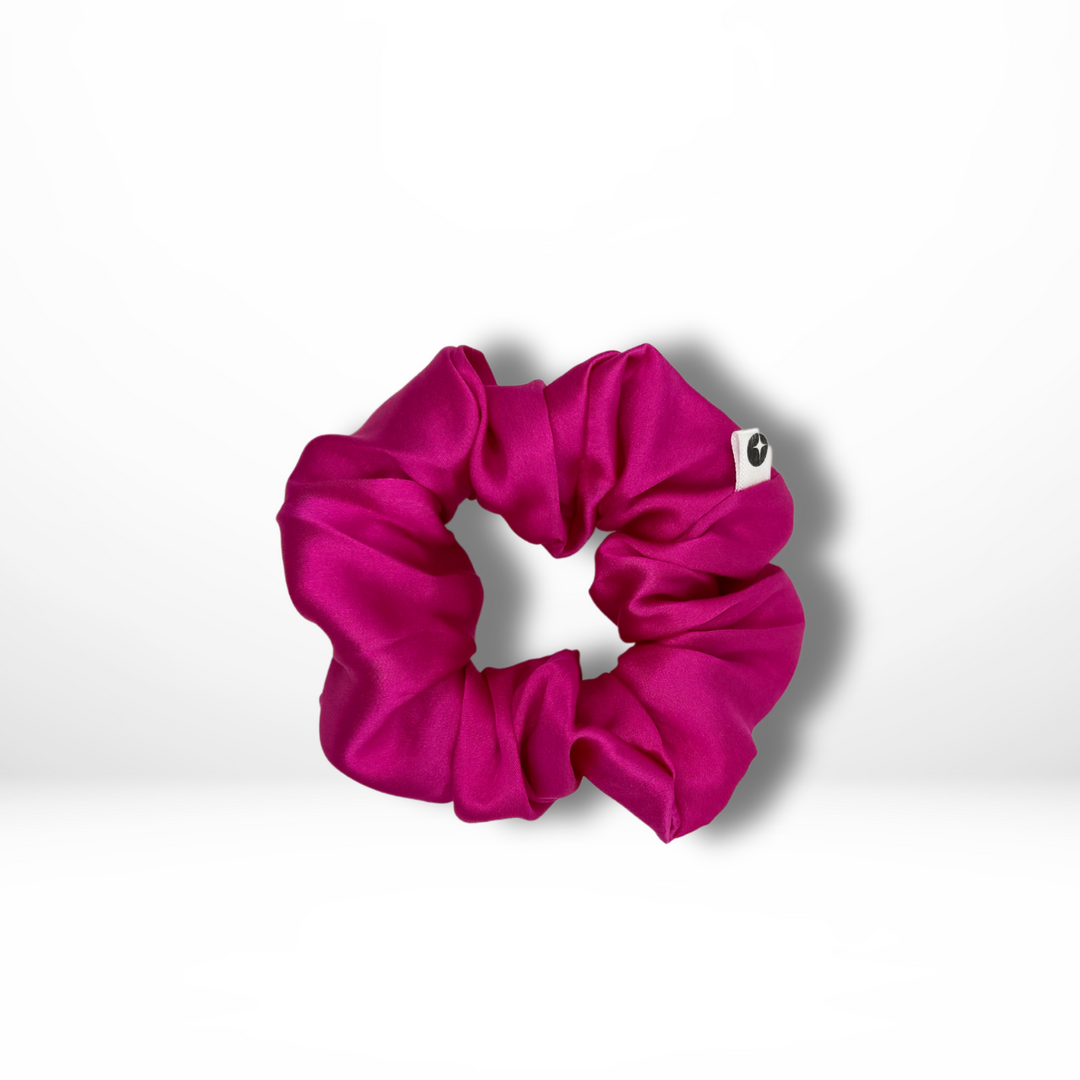FUCHSIA PINK SILK HAIR SCRUNCHIE