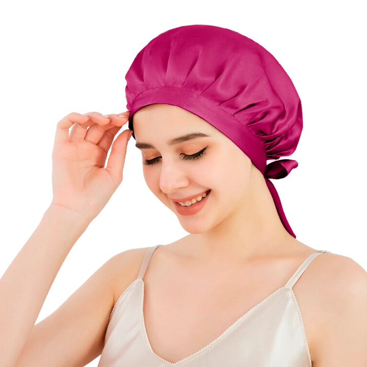 FUCHSIA PINK RIBBONED SILK BONNET