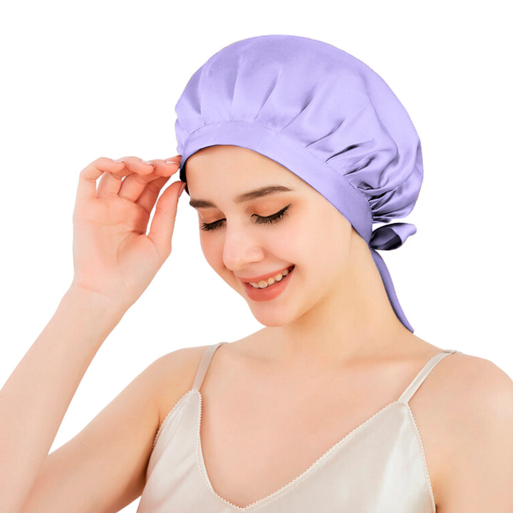 LILAC RIBBONED SILK BONNET