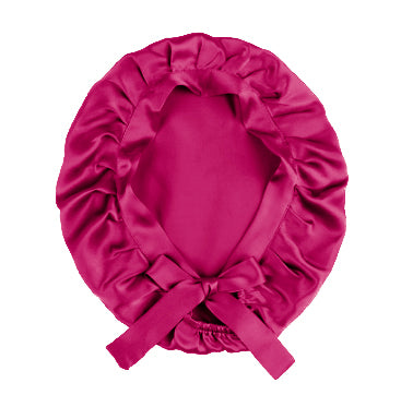 FUCHSIA PINK RIBBONED SILK BONNET