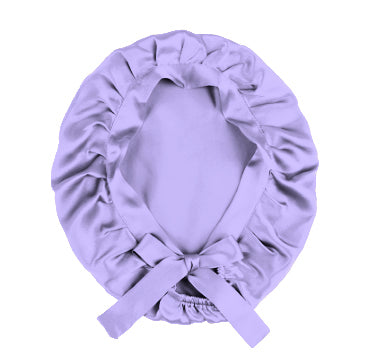 LILAC RIBBONED SILK BONNET