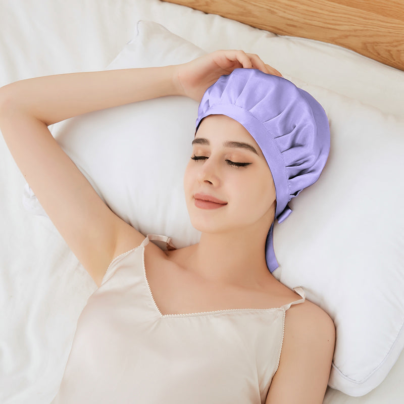 LILAC RIBBONED SILK BONNET