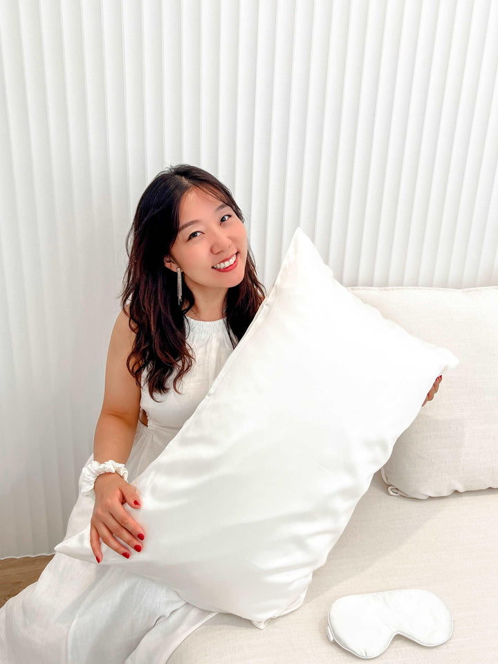 Sleep Like Royalty with Luxurious white Silk Pillowcase