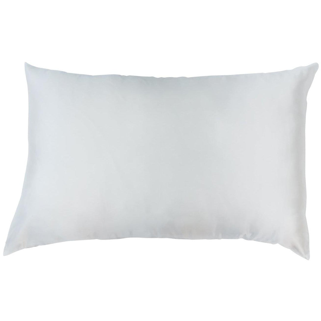 Elegant White Moon Flower silk pillow showcased on a pristine background